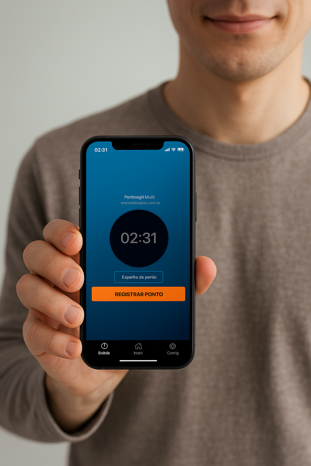 Colaborador registrando ponto no app PontoAgil